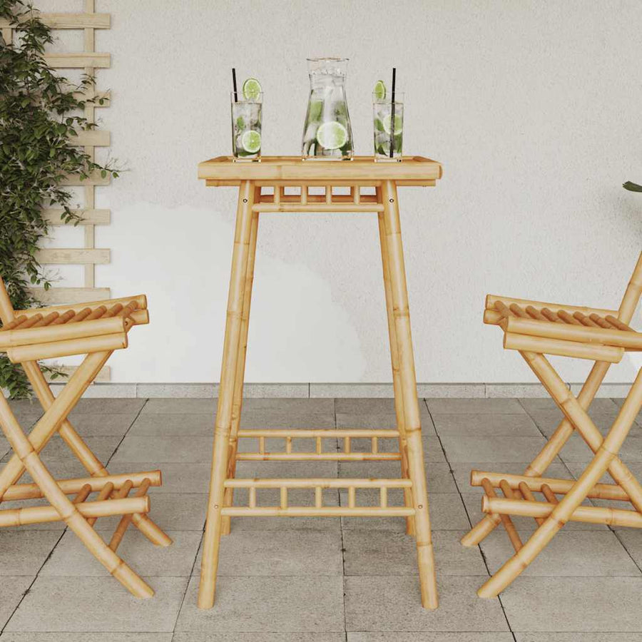Outdoor Bar Table Square 55x55x100 cm Bamboo