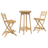 3 Piece Outdoor Bar Set Foldable Bamboo - Front View