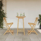 3 Piece Outdoor Bar Set Foldable Bamboo - Side View