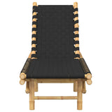 Sun Lounger with Black Woven Webbing 55x200x30 cm Bamboo - Top-Down View