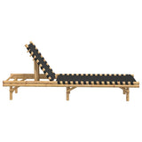 Sun Lounger with Black Woven Webbing 55x200x30 cm Bamboo - 45-Degree Angle