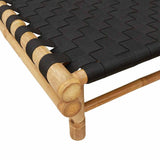 Sun Lounger with Black Woven Webbing 55x200x30 cm Bamboo - Low Angle