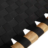 Sun Lounger with Black Woven Webbing 55x200x30 cm Bamboo - Extra Image