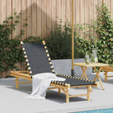 Sun Lounger with Black Woven Webbing 55x200x30 cm Bamboo