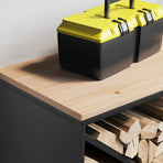 Firewood Rack with Wooden Top Black 100.5x35.5x40 cm
