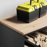 Firewood Rack with Wooden Top Black 100.5x35.5x40 cm - Top-Down View