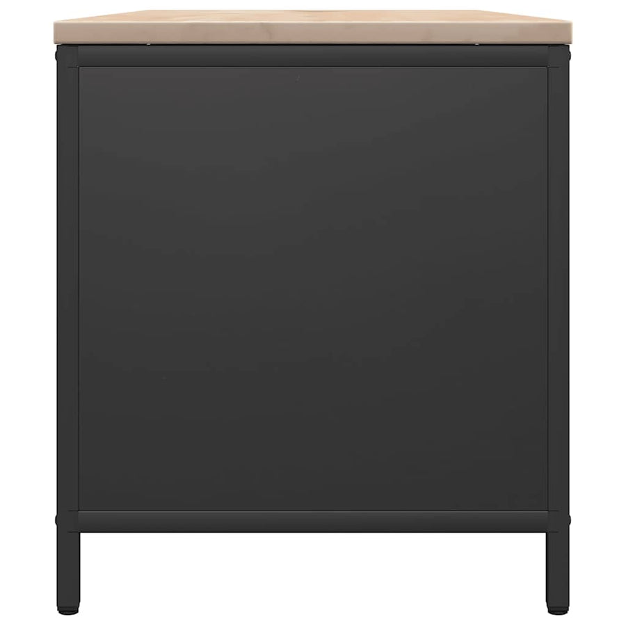Firewood Rack with Wooden Top Black 100.5x35.5x40 cm