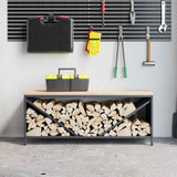 Firewood Rack with Wooden Top Anthracite 100.5x35.5x40 cm - Side View