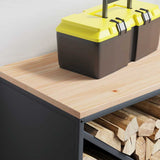 Firewood Rack with Wooden Top Anthracite 100.5x35.5x40 cm - Top-Down View