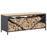 Firewood Rack with Wooden Top Anthracite 100.5x35.5x40 cm - 45-Degree Angle