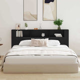 Headboard Cabinet with Shelf Black Oak 220 x 18.5 x 102.5 cm