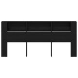 Headboard Cabinet with Shelf Black Oak 220 x 18.5 x 102.5 cm