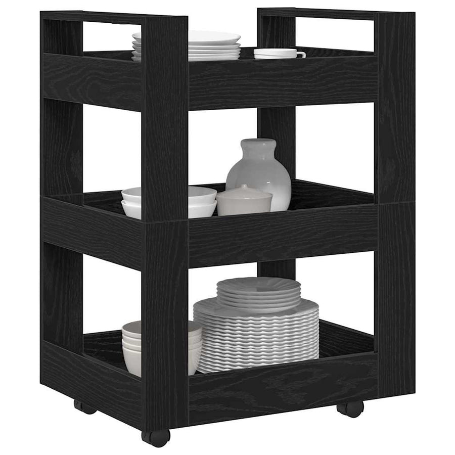 Kitchen Trolley Black Oak 60 x 45 x 80 cm Engineered Wood