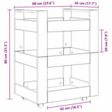 Kitchen Trolley Black Oak 60 x 45 x 80 cm Engineered Wood