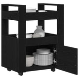Kitchen Trolley Black oak 60 x 45 x 80 cm Engineered wood - Side View