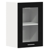 Hanging Glass Cabinet Black Oak 40x31x60 cm Engineered Wood - Front View