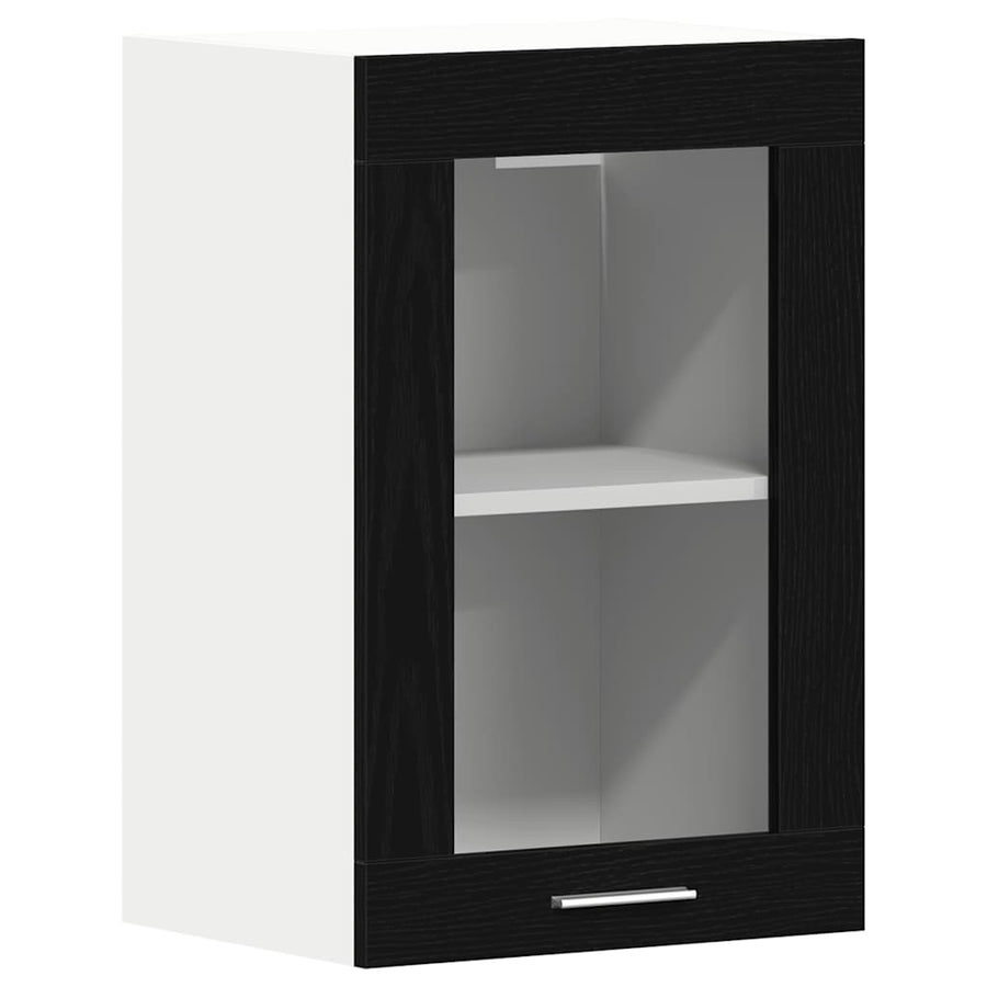 Hanging Glass Cabinet Black Oak 40x31x60 cm Engineered Wood