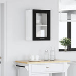Hanging Glass Cabinet Black Oak 40x31x60 cm Engineered Wood