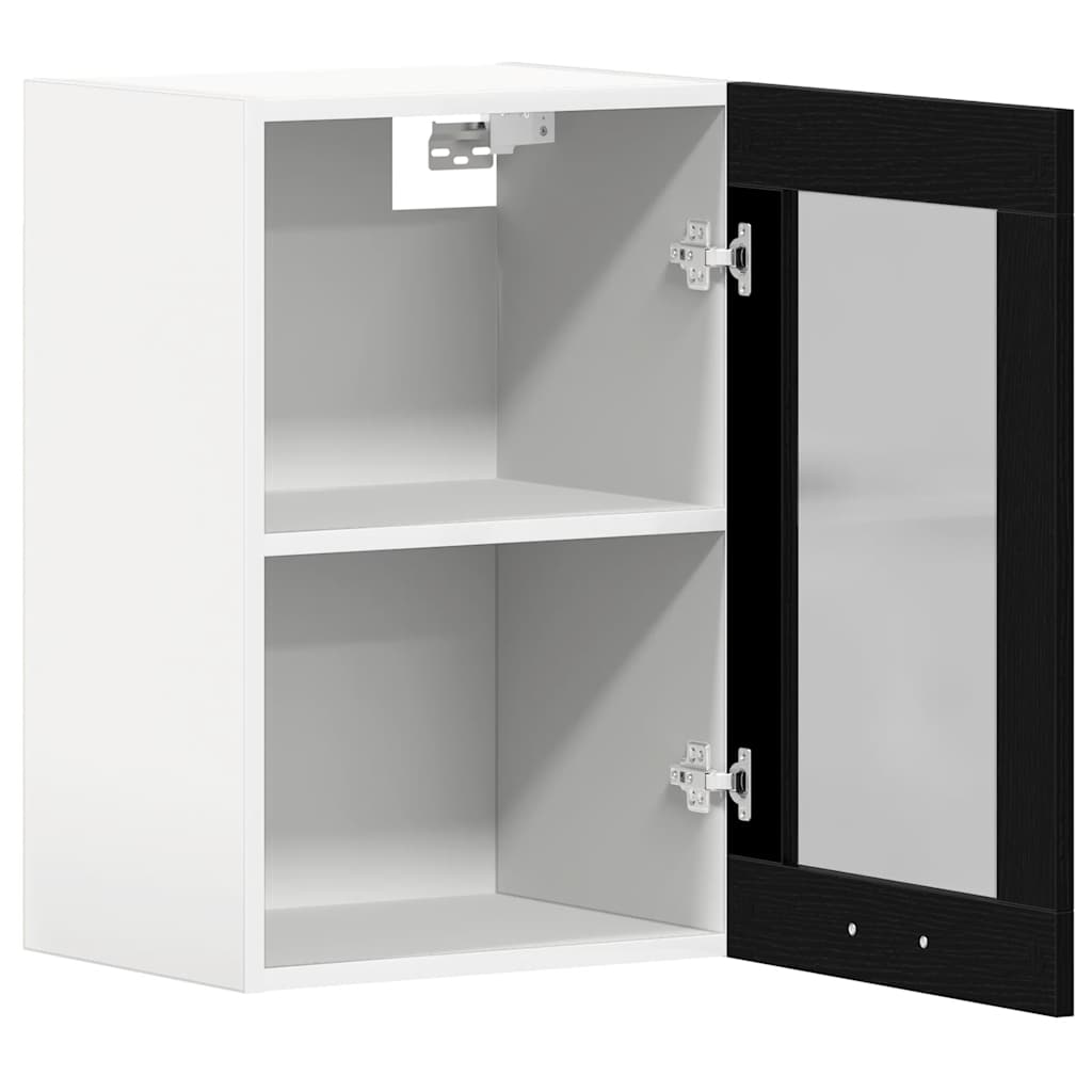 Hanging Glass Cabinet Black Oak 40x31x60 cm Engineered Wood