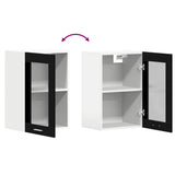 Hanging Glass Cabinet Black Oak 40x31x60 cm Engineered Wood