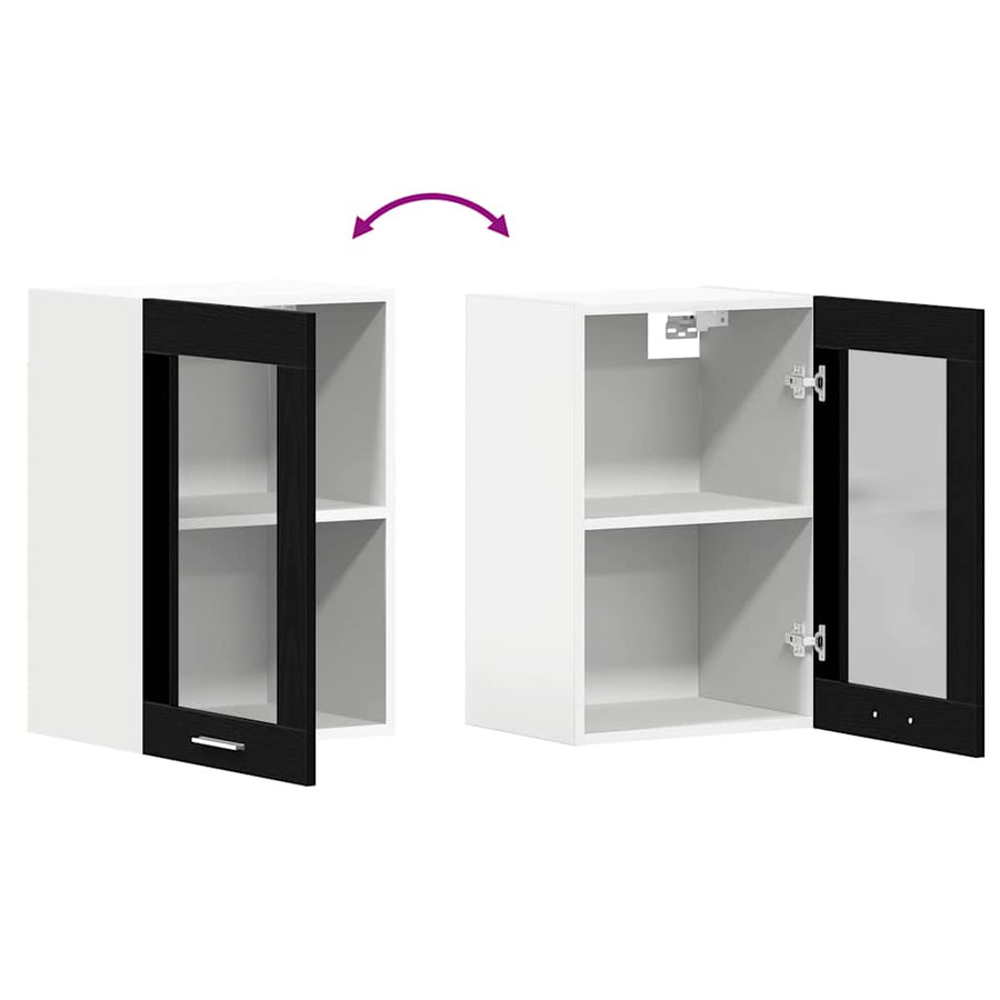 Hanging Glass Cabinet Black Oak 40x31x60 cm Engineered Wood