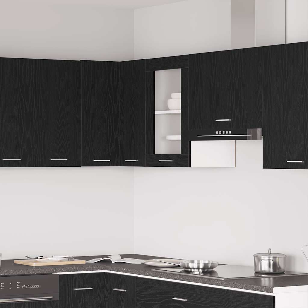 Hanging Glass Cabinet Black Oak 40x31x60 cm Engineered Wood