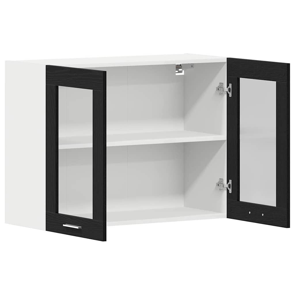 Hanging Glass Cabinet with Shelf Riga Black oak 80 x 31 x 60 cm