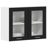 Hanging Glass Cabinet with Shelf Riga Black oak 80 x 31 x 60 cm - Side View