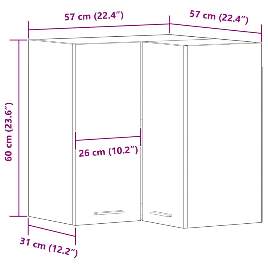 Hanging Cabinet Lyon Black Oak 57 x 57 x 60 cm Engineered Wood
