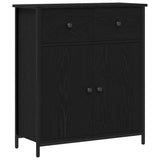 Sideboard with Drawer Black Oak 70 x 30 x 80 cm Engineered Wood - Front View