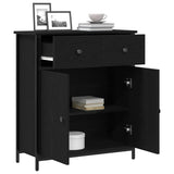 Sideboard with Drawer Black Oak 70 x 30 x 80 cm Engineered Wood - Side View