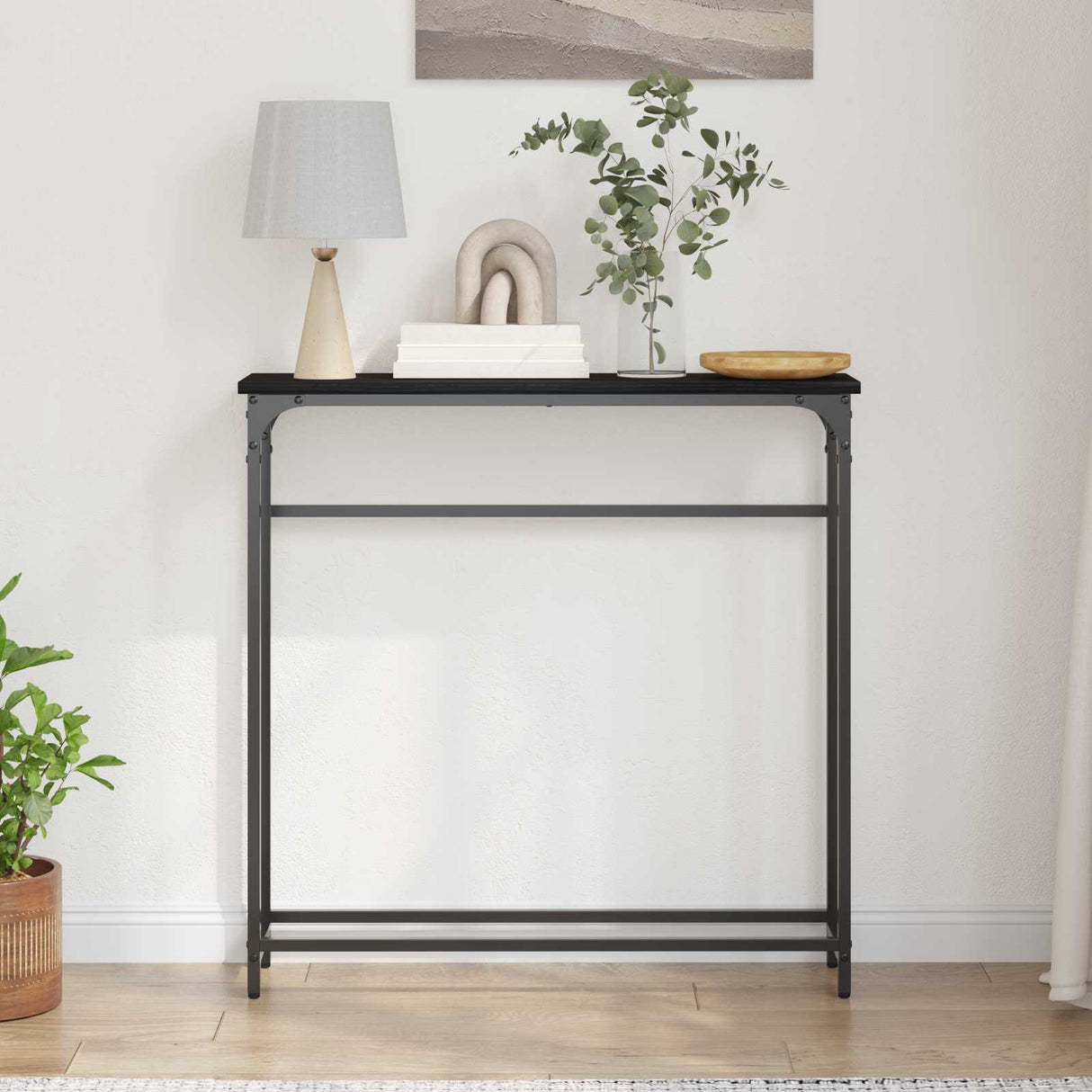 Console Table Black Oak 75 x 19,5 x 75 cm Engineered Wood