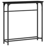 Console Table with Shelf Black oak 75 x 19.5 x 75 cm - Front View