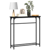 Console Table with Shelf Black oak 75 x 19.5 x 75 cm - Side View