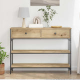 Console Table Artisan Oak 100 x 25 x 75 cm Engineered Wood - Top-Down View