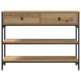 Console Table Artisan Oak 100 x 25 x 75 cm Engineered Wood - Rear View