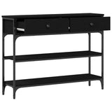 Console Table Black Oak 100 x 25 x 75 cm Engineered Wood