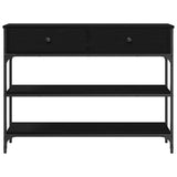 Console Table Black Oak 100 x 25 x 75 cm Engineered Wood