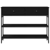 Console Table with Drawer with Shelf Black oak 100 x 25 x 75 cm - Rear View