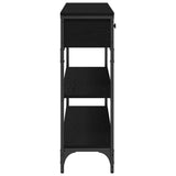 Console Table with Drawer with Shelf Black oak 100 x 25 x 75 cm - Close-Up Angle