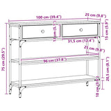 Console Table with Drawer with Shelf Black oak 100 x 25 x 75 cm - Extra Image