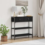 Console Table Black Oak 72.5 x 25 x 75 cm Engineered Wood