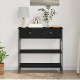 Console Table with Drawer Black oak 72.5 x 25 x 75 cm - Top-Down View