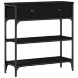 Console Table with Drawer Black oak 72.5 x 25 x 75 cm - Front View