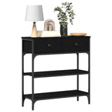 Console Table with Drawer Black oak 72.5 x 25 x 75 cm - Side View