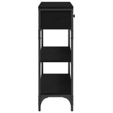 Console Table with Drawer Black oak 72.5 x 25 x 75 cm - Close-Up Angle