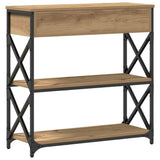 Console Table Artisan oak 75 x 28 x 75 cm - Close-Up Angle