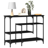 Console Table with Shelf Black oak 100 x 35 x 75 cm - Side View