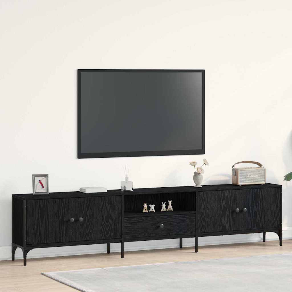 TV Cabinet Black oak 200 x 25 x 44 cm Engineered wood