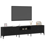 TV Cabinet Black oak 200 x 25 x 44 cm Engineered wood - Side View